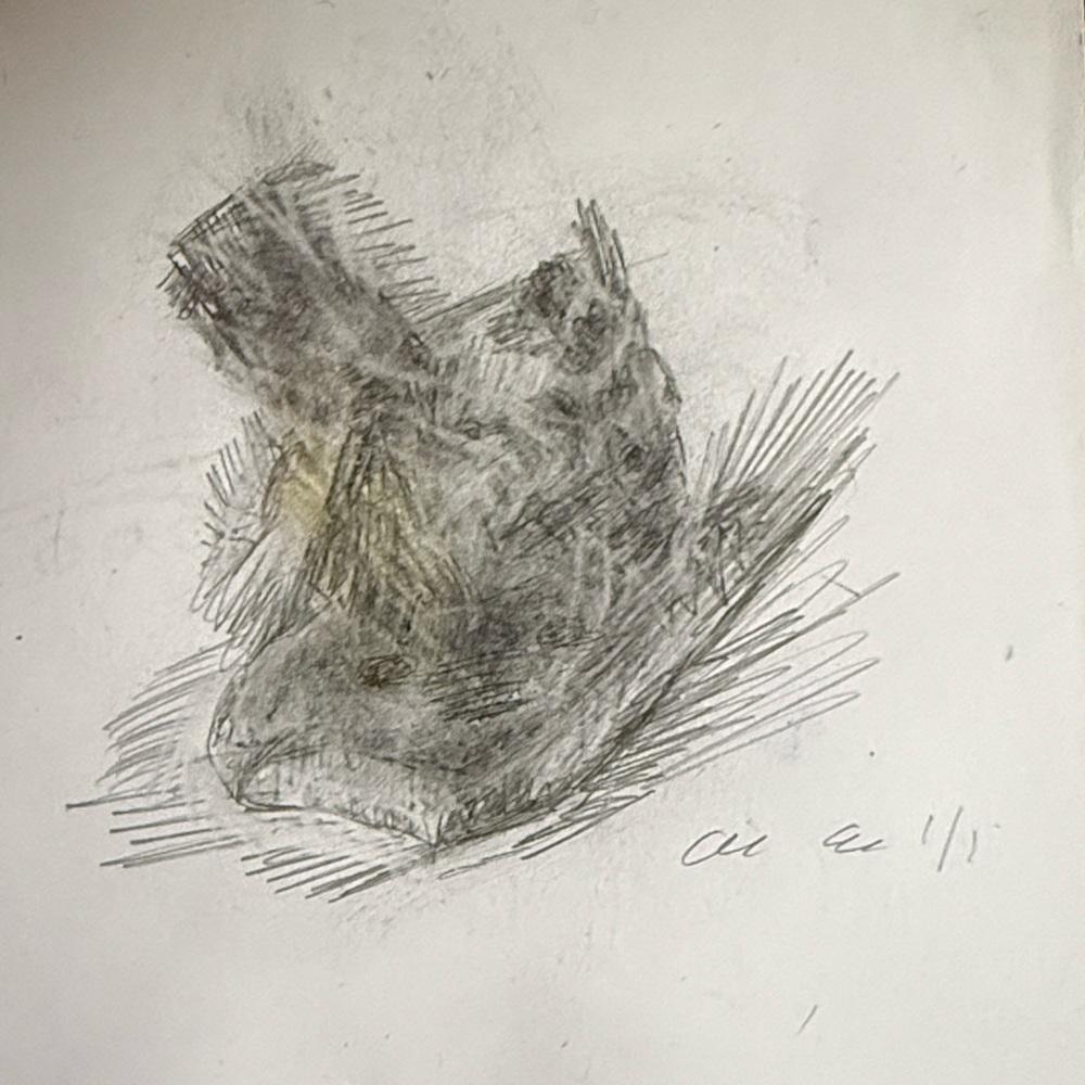 Original Mixed Media Abstract Sketch in Black and Gray